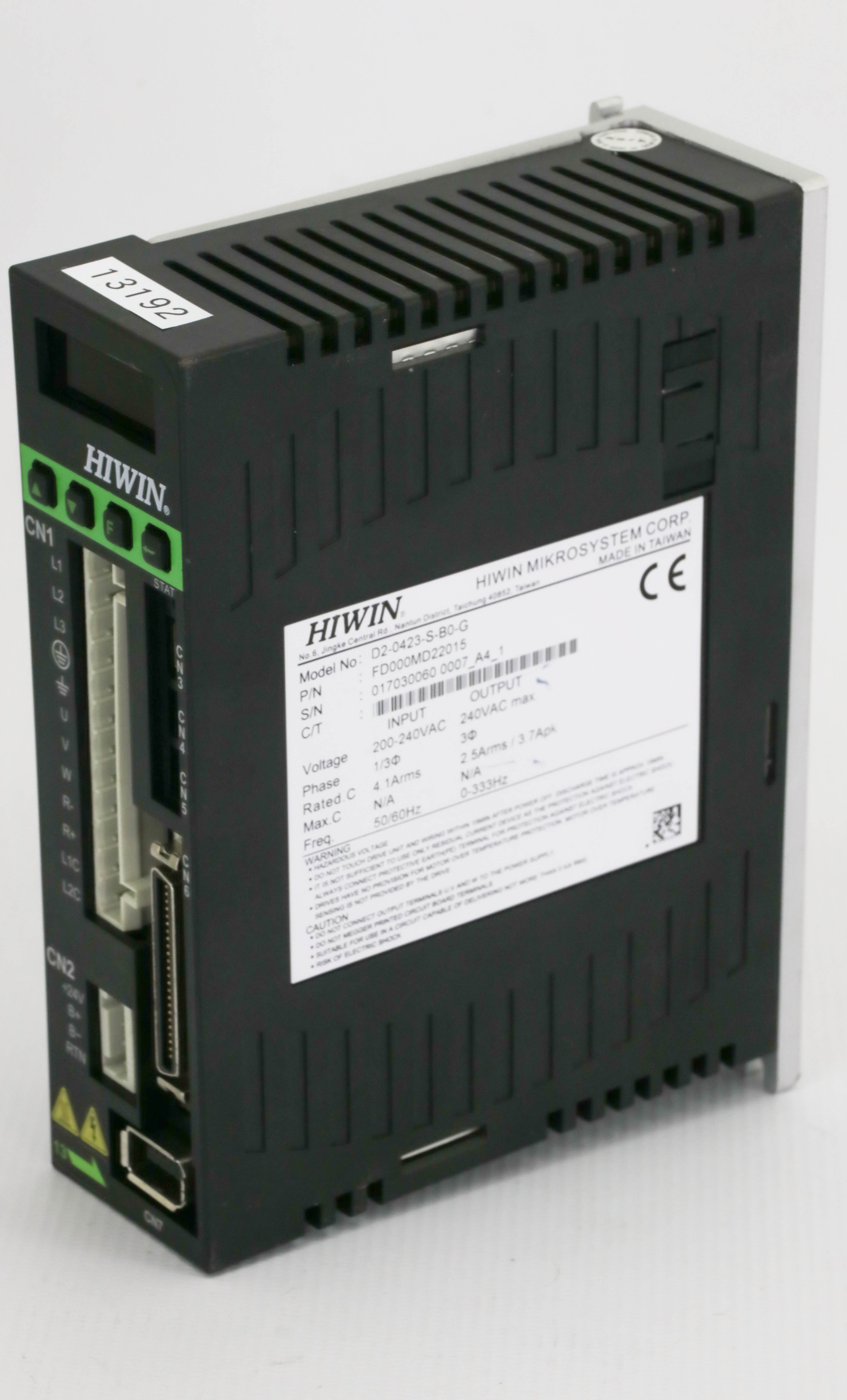 13192 HIWIN COMPACT D2 SERVO DRIVE AMPLIFIER, P/N: FD000MD22015 D2-0423 ...